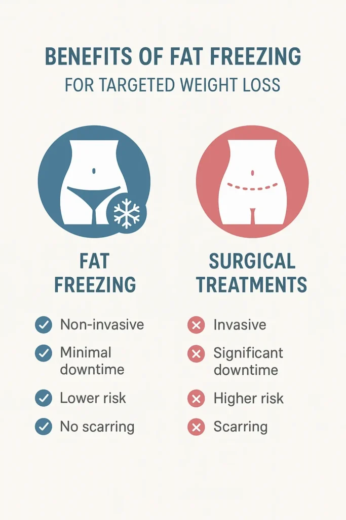 graphic showing the benefits of fat freezing Romford