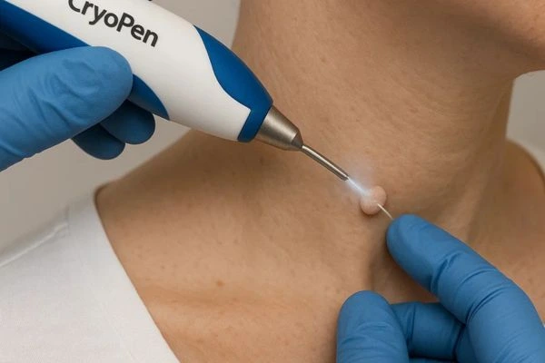 Person receiving Cryotherapy skin tag removal Romford